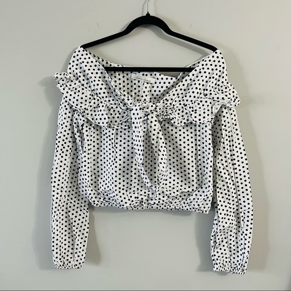 Lovers + Friends Rebecca top in black and white dot M - Picture 2 of 5